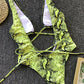 Lace-Up Backless Plunge One-Piece Swimwear