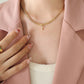 Brass Inlaid Zircon Letter Pendant Necklace