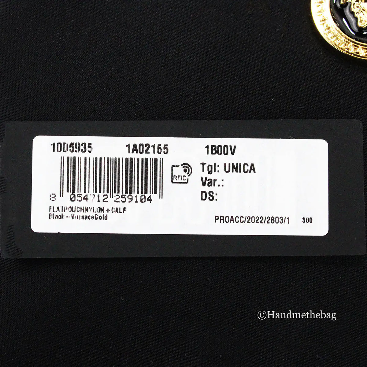 Versace Small Flat Black Medusa Coin Nylon Fabric Pouch
