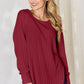 Basic Bae Full Size Ribbed Round Neck Slit T-Shirt