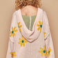 POL Floral Pattern Hooded High-Low Sweater