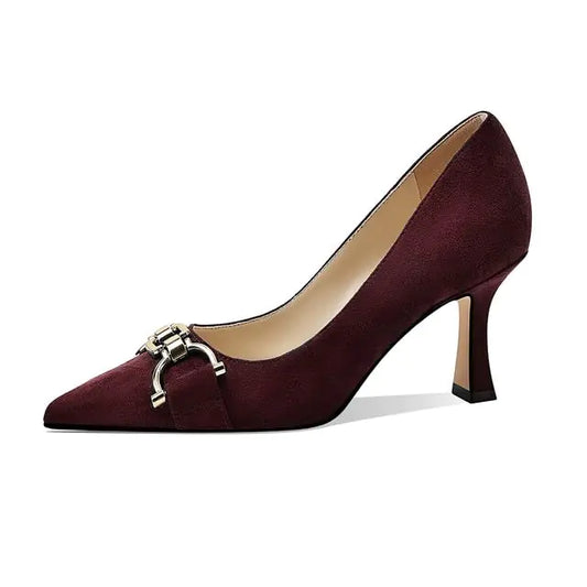 MOTIMODEN Womens Closed Toe Pointed Pumps Mid High Kitten Heels for Women Dress Shoes Womens Wedding Dressy Shoes XYY-M1001RD Red