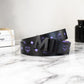 MCM Smooth Visetos Logo Dahlia Purple Leather Adjustable Reversible M Buckle Belt