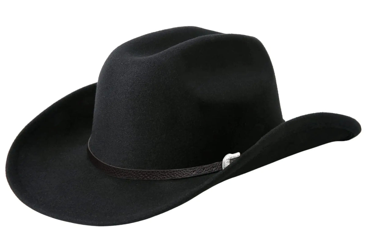 Western Cowboy Hat for Men Women Classic Roll Up Fedora Hat with Buckle Belt(Size:Medium) Black - Square Medium