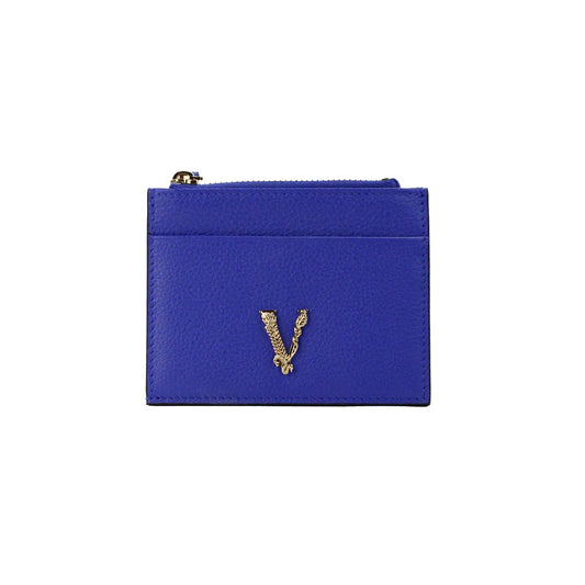 Versace Virtus Royal Blue Slim Leather Card Case Wallet