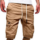 Men Casual Chino Cargo Shorts Elastic Waist Drawstring 6 Pockets Summer Trousers