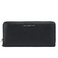 Michael Kors Jet Set Travel Large Black Leather Silver Continental Wrist Wallet