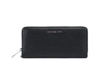 Michael Kors Jet Set Travel Large Black Leather Silver Continental Wrist Wallet