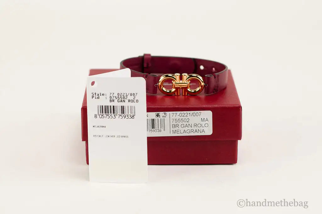 Salvatore Ferragamo Pomegranate Reversible Double Gancini Hook Leather Bracelet