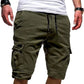 Men Casual Chino Cargo Shorts Elastic Waist Drawstring 6 Pockets Summer Trousers