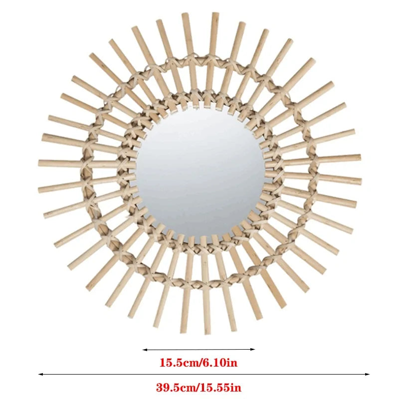 Rattan Round Wall Hang Makeup Mirror
