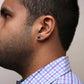 Men's 10K Yellow Gold 1/2 Cttw White and Black Treated Diamond Earring (Black / I-J Color, I2-I3 Clarity)