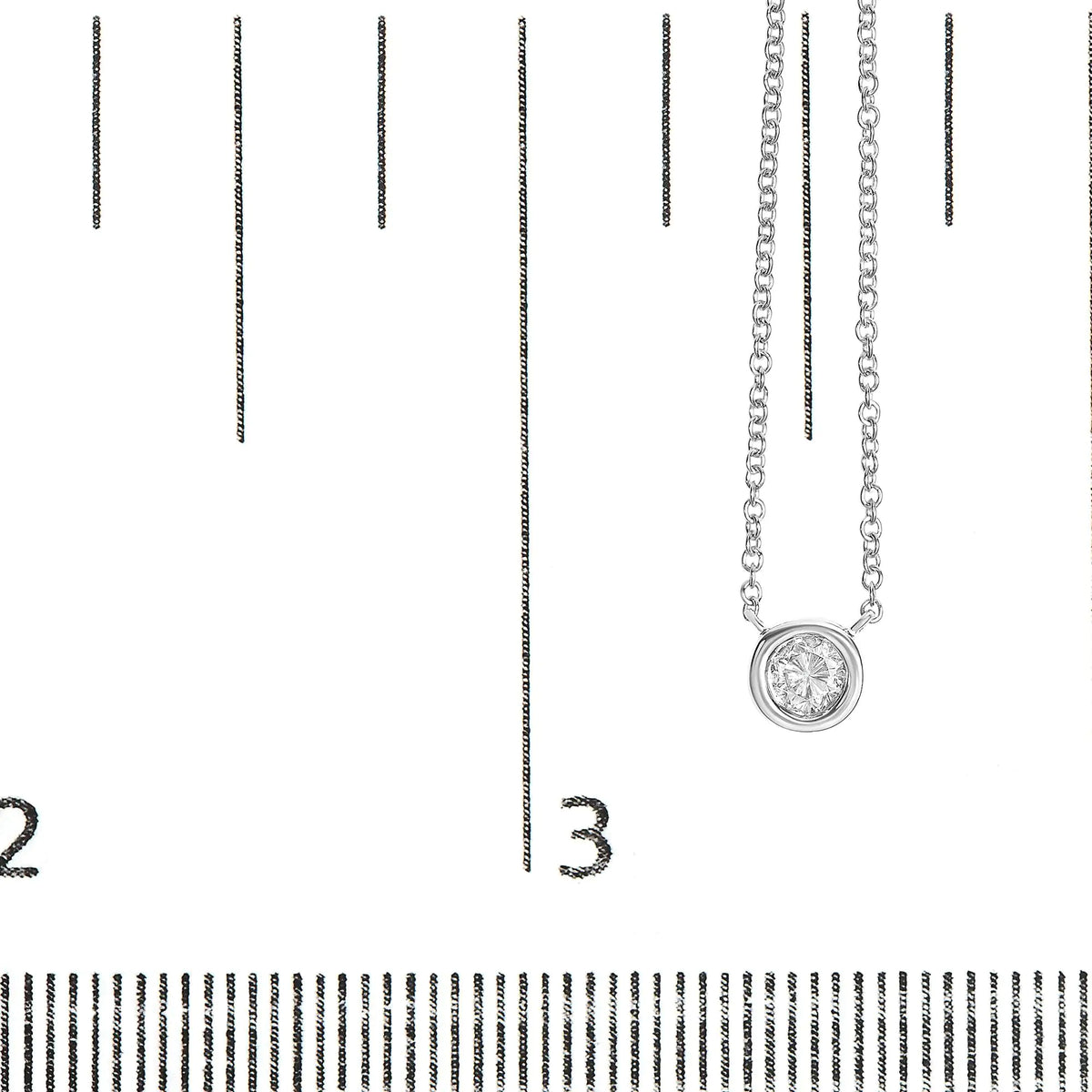10K Gold Round Brilliant-Cut Diamond Modern Bezel-Set Solitaire 16"-18" Pendant Necklace (H-I Color, SI2-I1 Clarity)