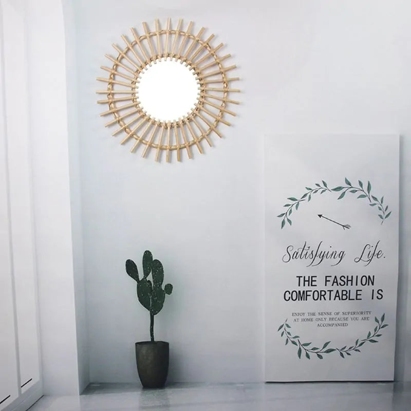 Rattan Round Wall Hang Makeup Mirror
