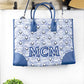 MCM Munchen Extra Large Blue Vintage Denim Fabric Tote
