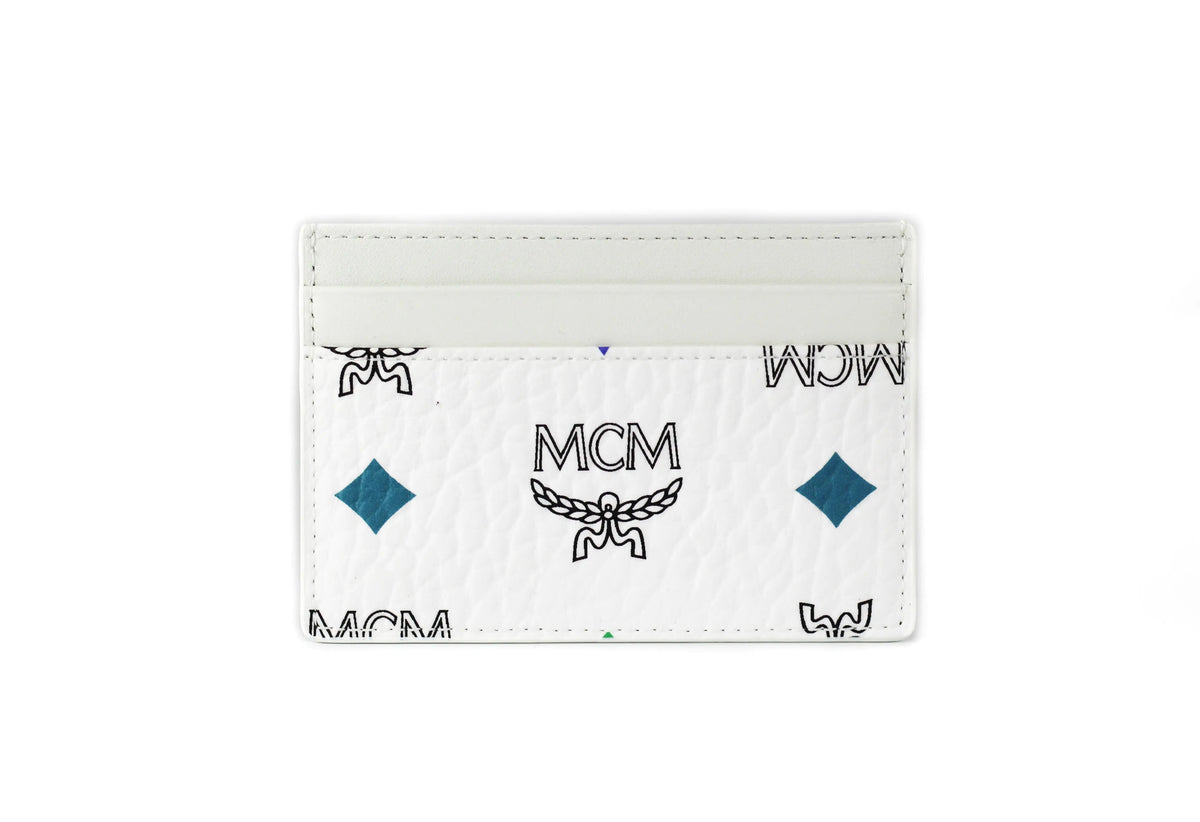 MCM Spectrum White Blue Visetos Leather Card Case