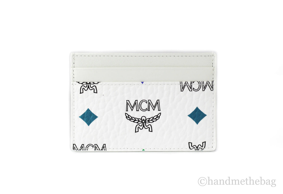 MCM Spectrum White Blue Visetos Leather Card Case