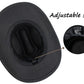Western Cowboy Hat for Men Women Classic Roll Up Fedora Hat with Buckle Belt(Size:Medium) Black - Square Medium