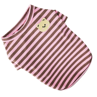 Summer Dog Clothes for Small Dogs Fashion Dog Shirt Bear Print Puppy Thin Shirt Cute Cat Strip Vest Chihuahua Clothes Pet Shirt