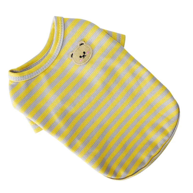 Summer Dog Clothes for Small Dogs Fashion Dog Shirt Bear Print Puppy Thin Shirt Cute Cat Strip Vest Chihuahua Clothes Pet Shirt