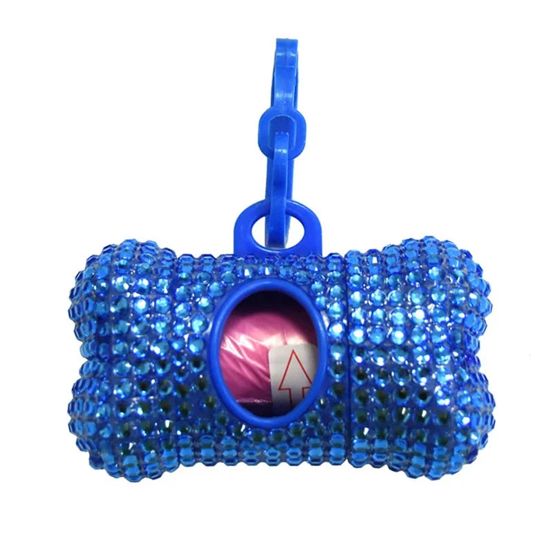 Mini Rhinestone Pet Garbage Bag Dispenser Dog Poop Garbage Stand Portable Cat Poop Storage Box Animals Articles Dog supplies
