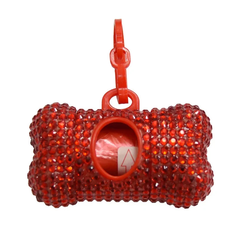 Mini Rhinestone Pet Garbage Bag Dispenser Dog Poop Garbage Stand Portable Cat Poop Storage Box Animals Articles Dog supplies