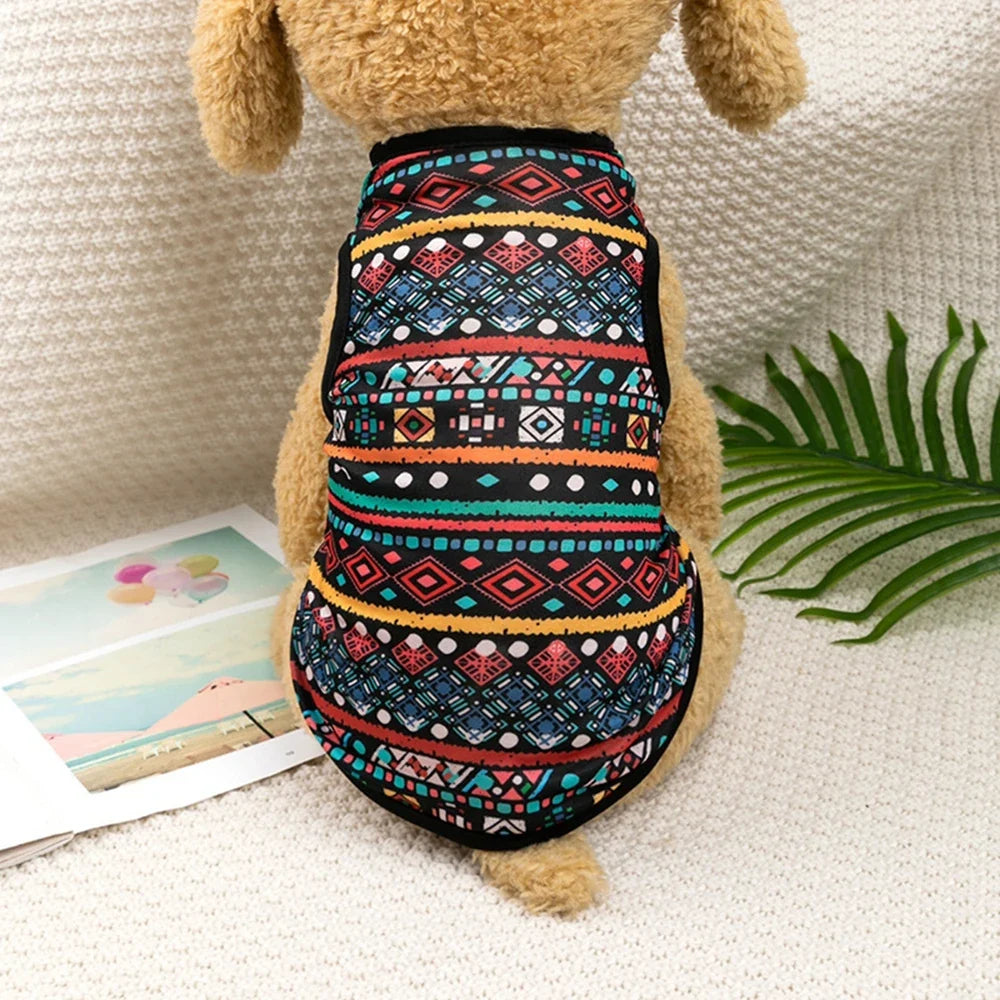 Bohemian Style Dogs T-shirt Soft Dogs Cats Vest For Summer Puppy Clothes York French Bulldog T-Shirt Dog Pullover Pet Costumes