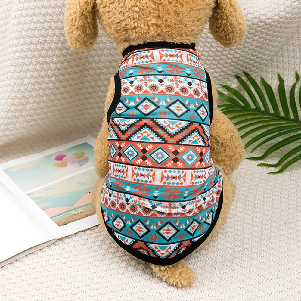 Bohemian Style Dogs T-shirt Soft Dogs Cats Vest For Summer Puppy Clothes York French Bulldog T-Shirt Dog Pullover Pet Costumes