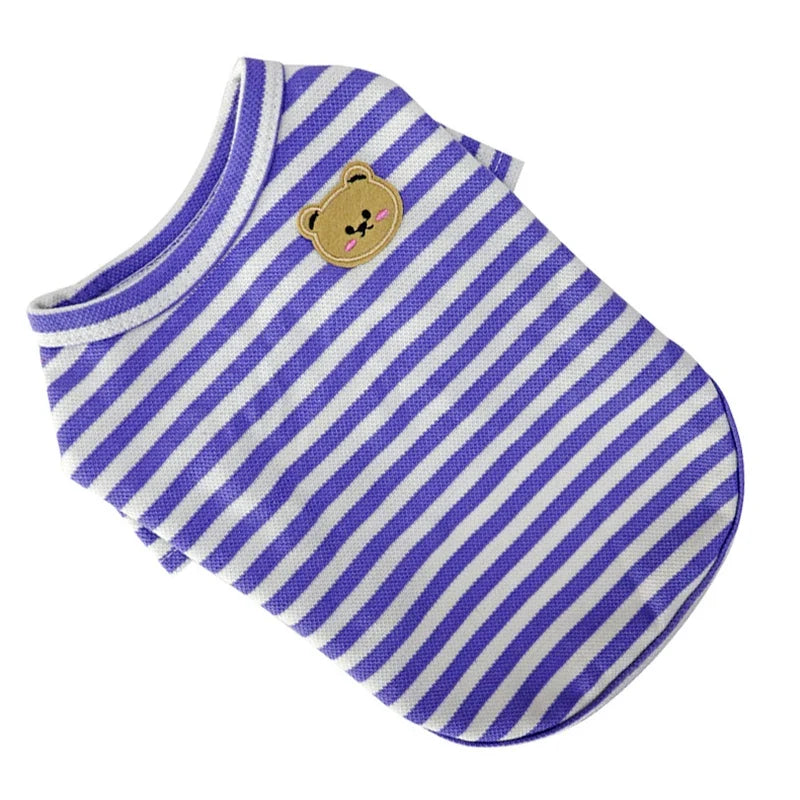 Summer Dog Clothes for Small Dogs Fashion Dog Shirt Bear Print Puppy Thin Shirt Cute Cat Strip Vest Chihuahua Clothes Pet Shirt