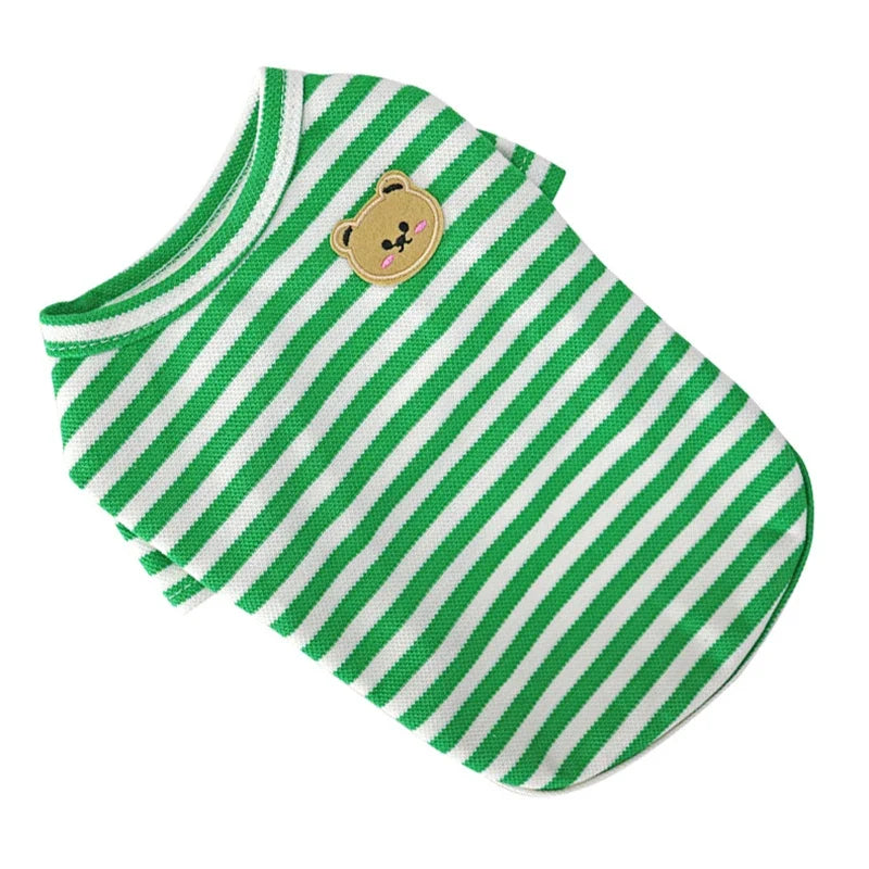 Summer Dog Clothes for Small Dogs Fashion Dog Shirt Bear Print Puppy Thin Shirt Cute Cat Strip Vest Chihuahua Clothes Pet Shirt