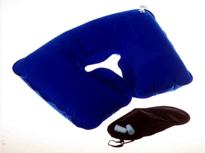 U-Shape Pillow Inflatable Blowing Neck Protection Pillow Afternoon Nap Pillow Aircraft Portable Travel Press Type Handy Gadget Travel Three Pieces