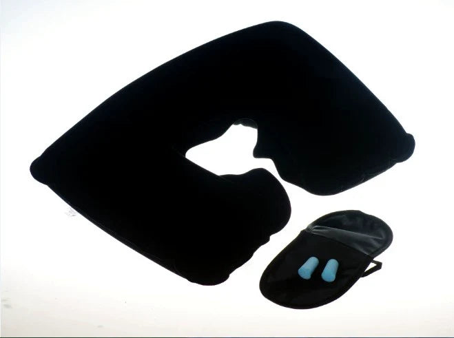 U-Shape Pillow Inflatable Blowing Neck Protection Pillow Afternoon Nap Pillow Aircraft Portable Travel Press Type Handy Gadget Travel Three Pieces