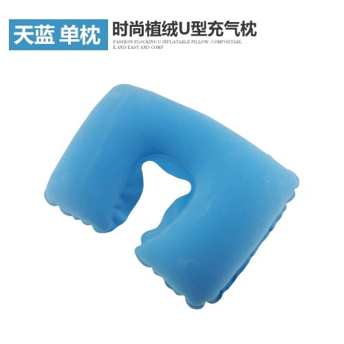 U-Shape Pillow Inflatable Blowing Neck Protection Pillow Afternoon Nap Pillow Aircraft Portable Travel Press Type Handy Gadget Travel Three Pieces