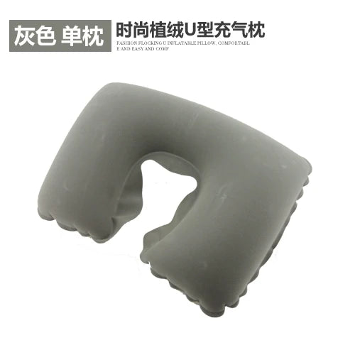 U-Shape Pillow Inflatable Blowing Neck Protection Pillow Afternoon Nap Pillow Aircraft Portable Travel Press Type Handy Gadget Travel Three Pieces