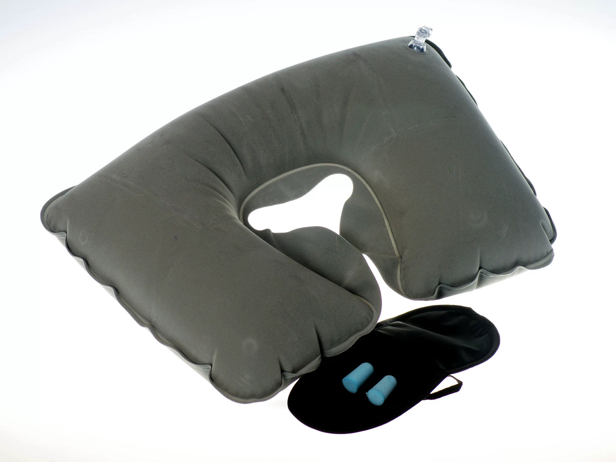 U-Shape Pillow Inflatable Blowing Neck Protection Pillow Afternoon Nap Pillow Aircraft Portable Travel Press Type Handy Gadget Travel Three Pieces