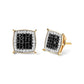 Men's 10K Yellow Gold 1/2 Cttw White and Black Treated Diamond Earring (Black / I-J Color, I2-I3 Clarity)