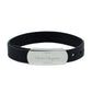 Salvatore Ferragamo Black Leather Silver Toned 1927 Logo Bracelet