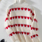Heart Turtleneck Dropped Shoulder Sweater