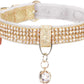 Cat Collar, Dog Collar, [Bling Rhinestones] Premium PU Leather with Pendant Adjustable Collars for Small to Medium Dog Medium Pink