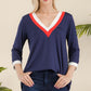 Celeste Full Size Celeste Full Size V-Neck Contrast T-Shirt