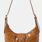 Fame Faux Leather Studded Trim Shoulder Bag
