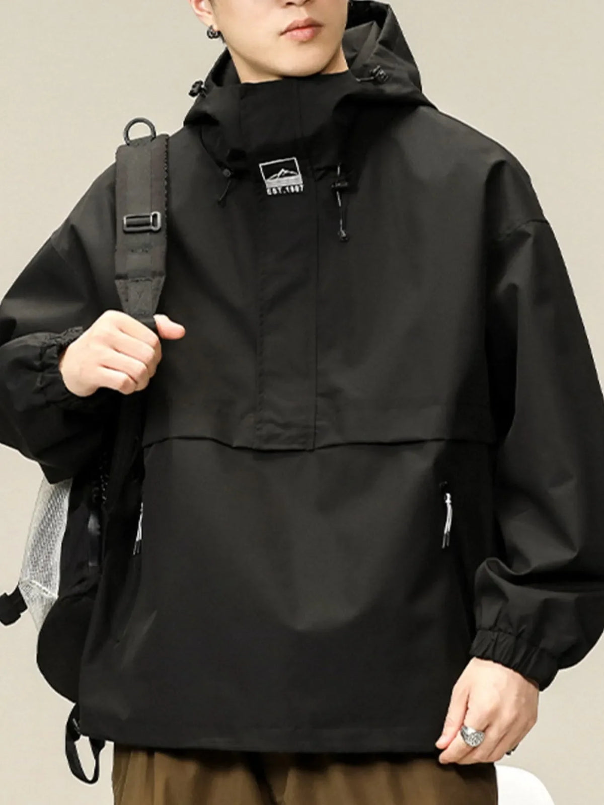 Men's Plus Size Long Sleeve Hooded Jacket