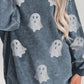 Glitter Ghost Round Neck Long Sleeve Sweatshirt