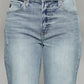 Kancan High Waist Raw Hem Cropped Wide Leg Jeans