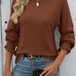 Mandy Ribbed Round Neck Long Sleeve T-Shirt