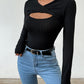 Cutout Surplice Long Sleeve T-Shirt