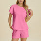 Double Take Full Size Texture T-Shirt and Shorts Set