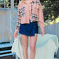 Hailey & Co Plaid Mixed Cropped Jacket