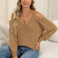 Cable-Knit Cold Shoulder Sweater