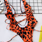 Lace-Up Backless Plunge One-Piece Swimwear